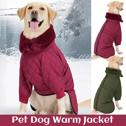 Dog Winter Warm Jacket High Collar Pet Jacket Small Medium Large Dogs Golden Retriever Waterproof Padded Warm Pet Coat Outfits