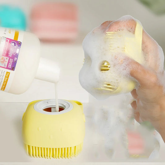Popular pet dog silicone bath brush cleaning care bath massage brush safe and comfortable pet comb