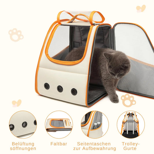 Kono Cat Backpack Foldable Lightweight Stable Pet Backpack for Cats & dogs Side & Upper Openings