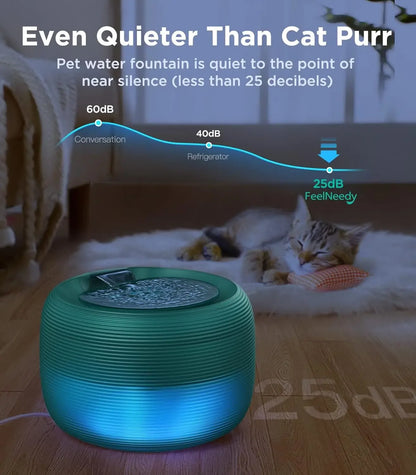 Ultra Quiet Cat Water Fountain Automatic cyclic filtering Pet Drinking Water Cat and dog Constant Temperature WaterBowl with LED