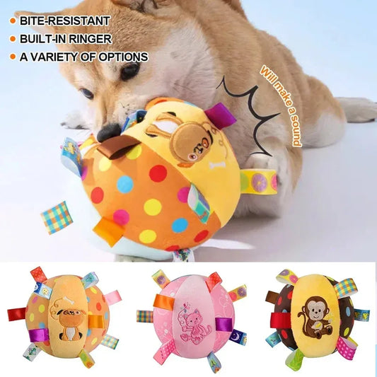 Interactive Ball Dog Toy with Built Bite Resistant Plush Handle Decompress Training for Aggressive Chewers Fun Pet Supplies