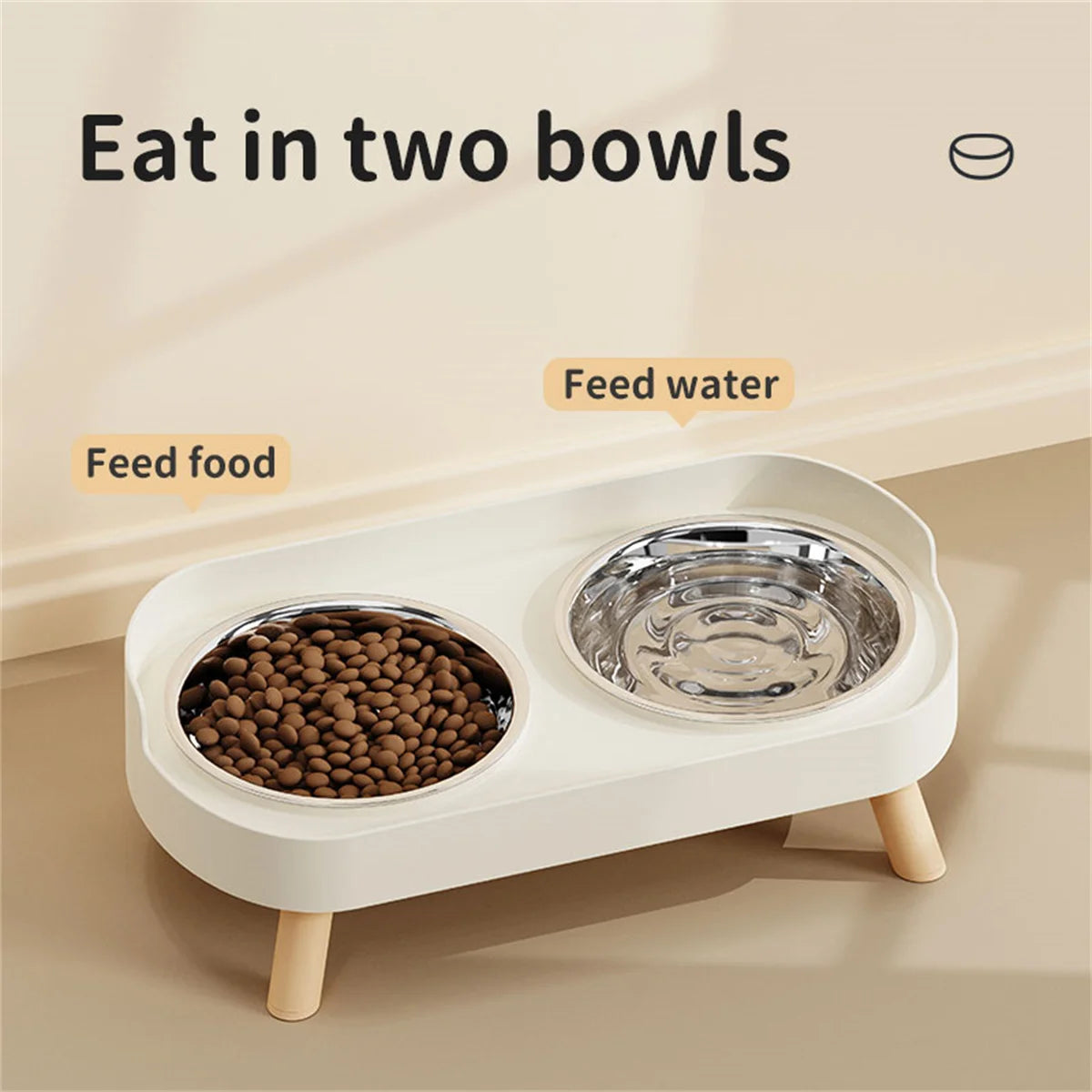 A Colorful Dopamine Pet Double Bowl Fashion Feeding Large Capacity Stainless Steel Dog Bowl Drinking Water Neck Cat Double Bowl Dropshipman